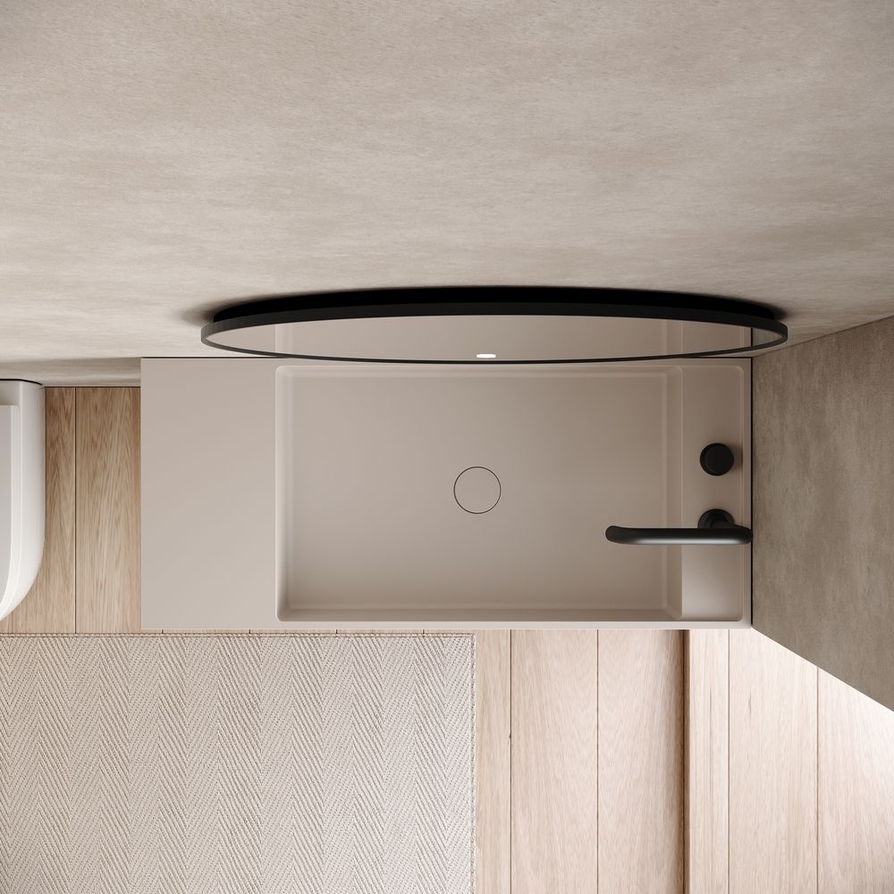 KT-6505 Solid Surface Wall-Mounted Basin with Storage Shelf