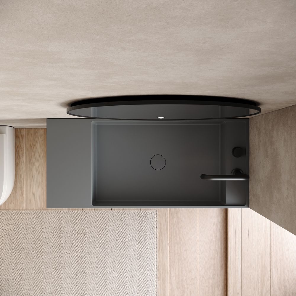 KT-6505 Solid Surface Wall-Mounted Basin with Storage Shelf