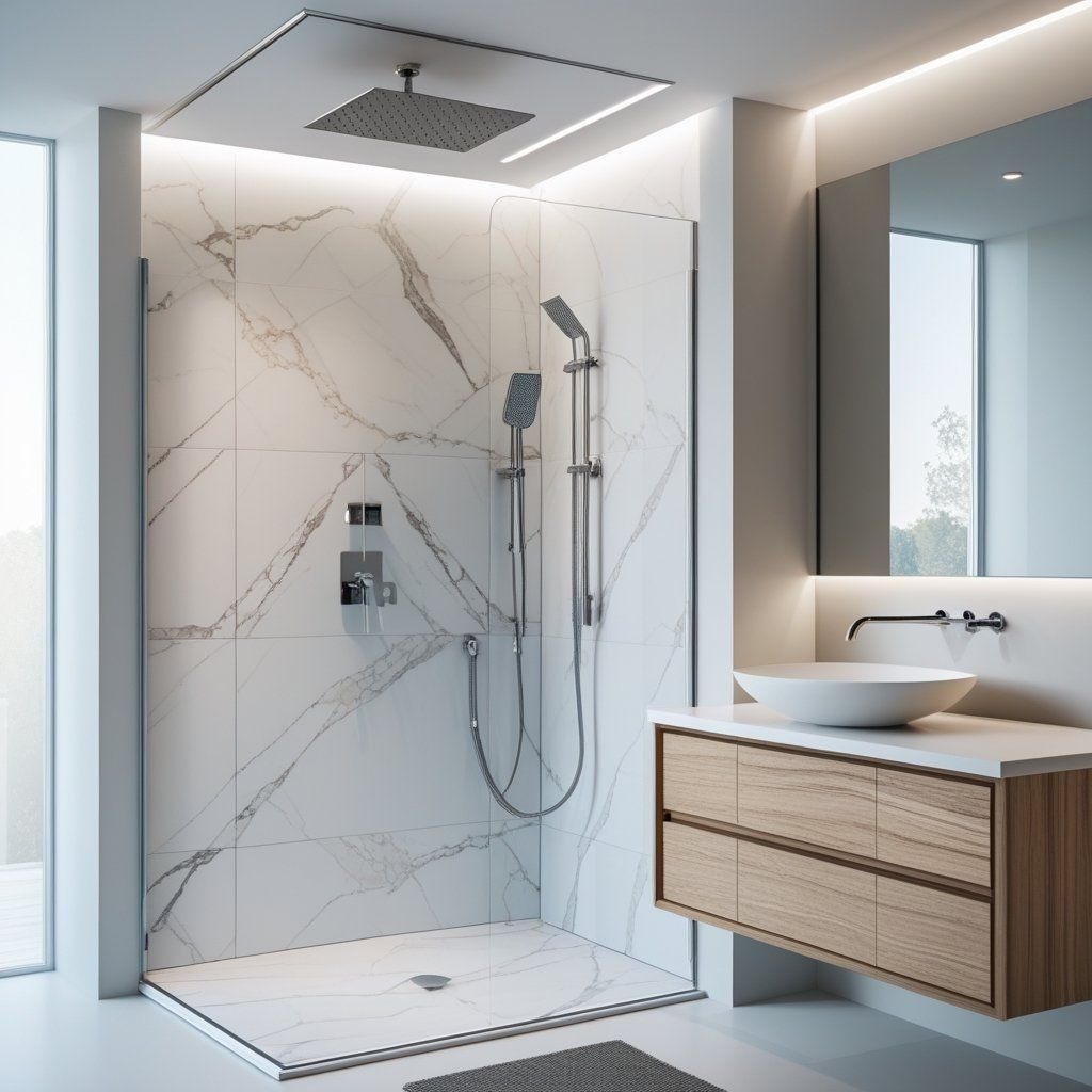 Solid Surface Panels for a Modern, Clean Bathroom