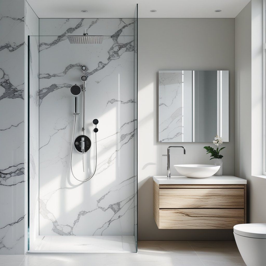 Easy-to-Clean Solid Surface Shower Wall Panels for Busy Families