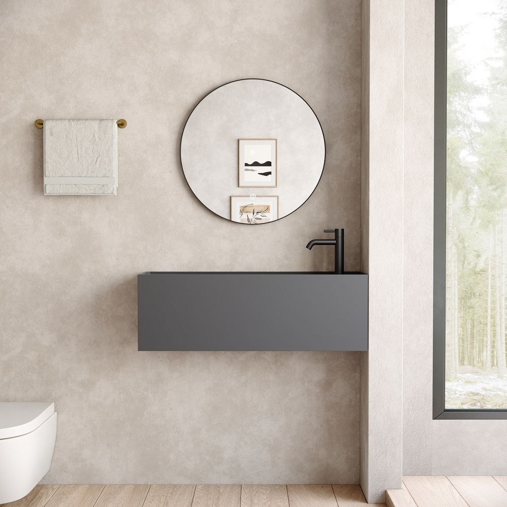 KT-6506 Modern Minimalist Solid Surface Wall-Mounted Basin