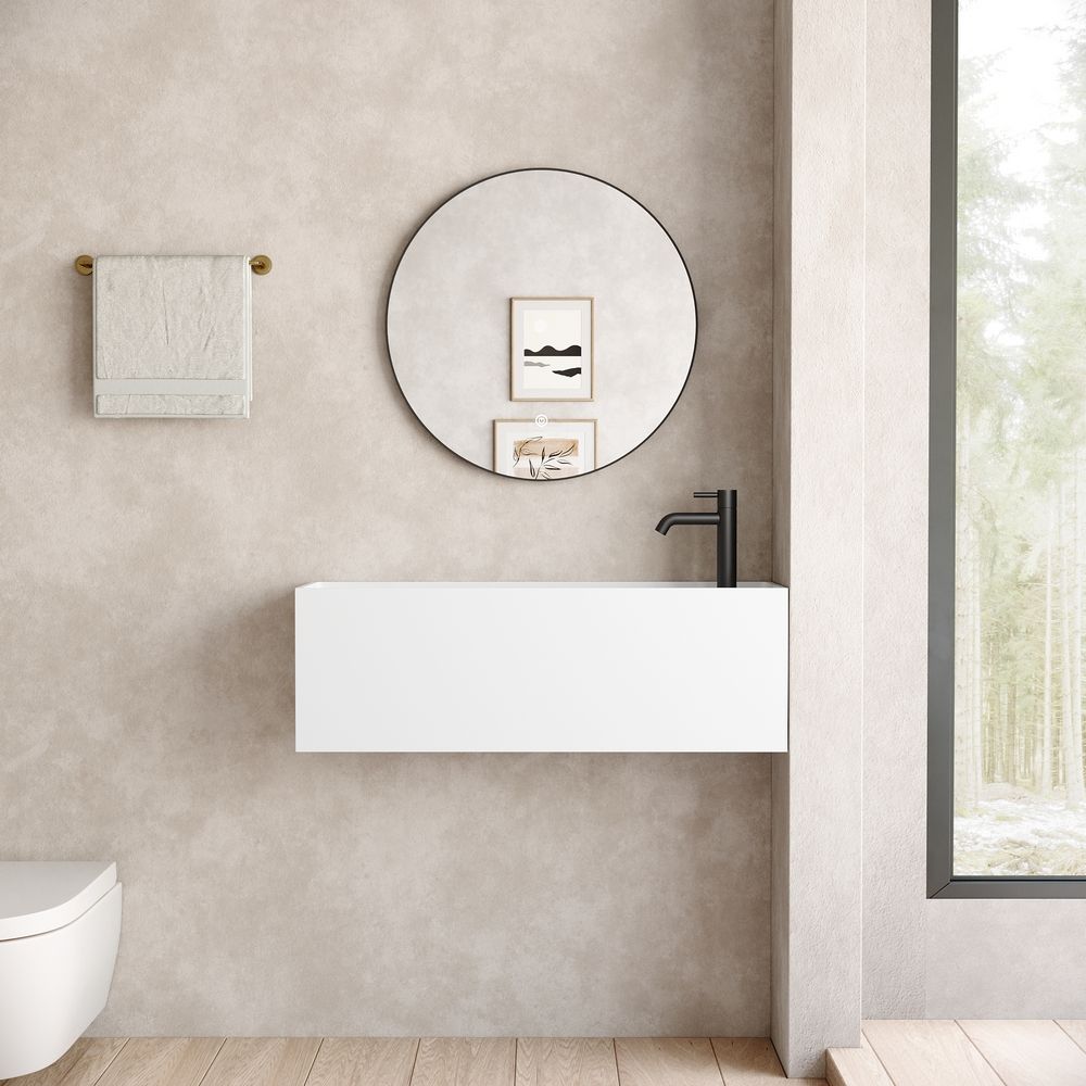 KT-6506 Modern Minimalist Solid Surface Wall-Mounted Basin