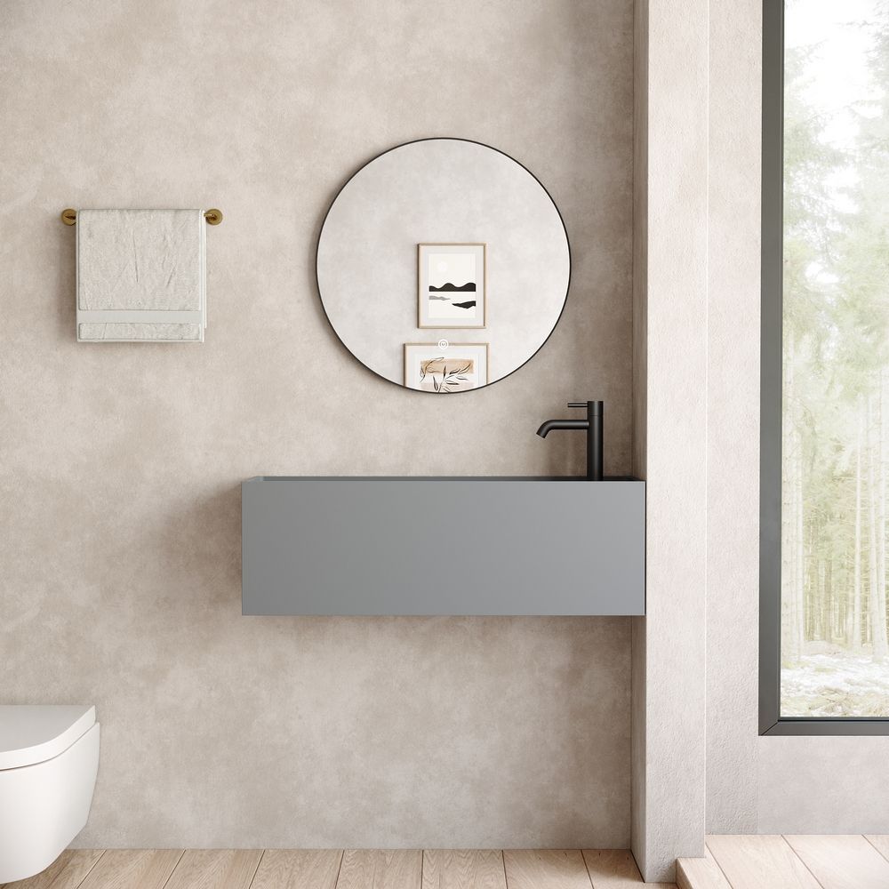 KT-6506 Modern Minimalist Solid Surface Wall-Mounted Basin