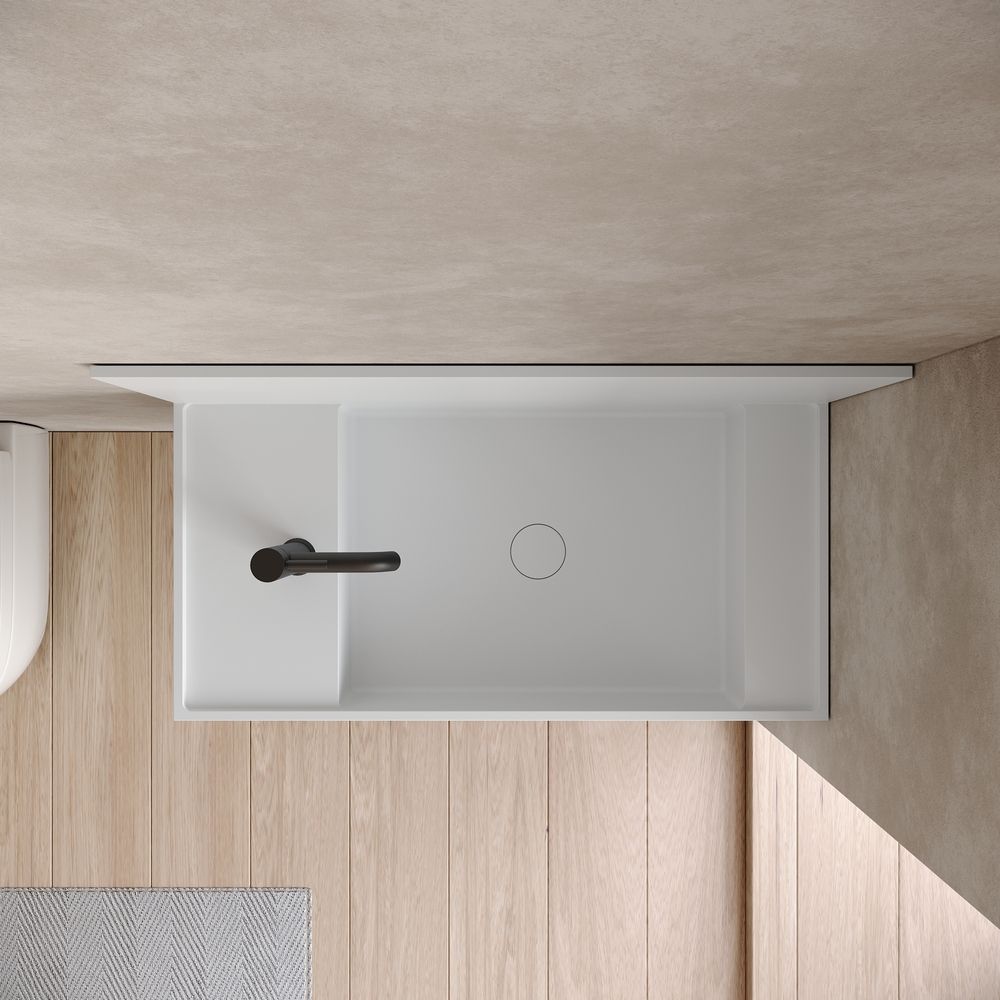 KT-6509 Minimalist Solid Surface Wall-Mounted Wash Basin with Back Panel