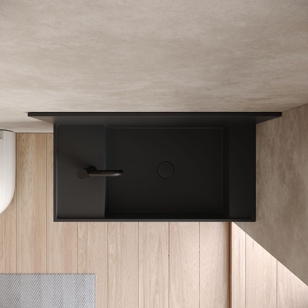 KT-6509 Minimalist Solid Surface Wall-Mounted Wash Basin with Back Panel