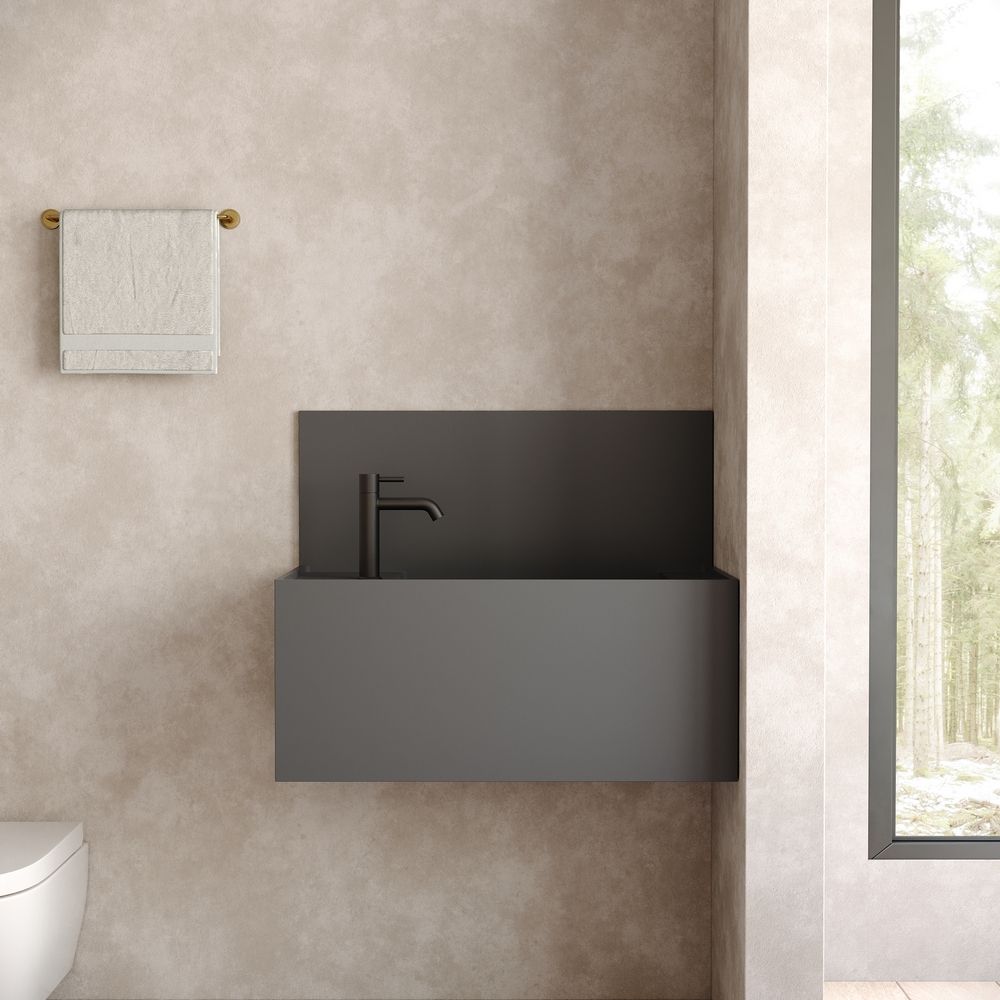 KT-6509 Minimalist Solid Surface Wall-Mounted Wash Basin with Back Panel