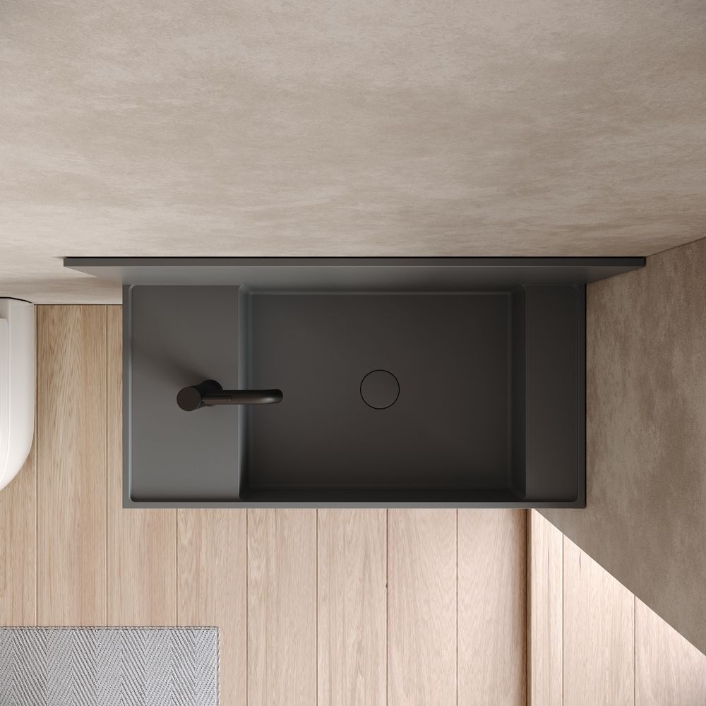KT-6509 Minimalist Solid Surface Wall-Mounted Wash Basin with Back Panel