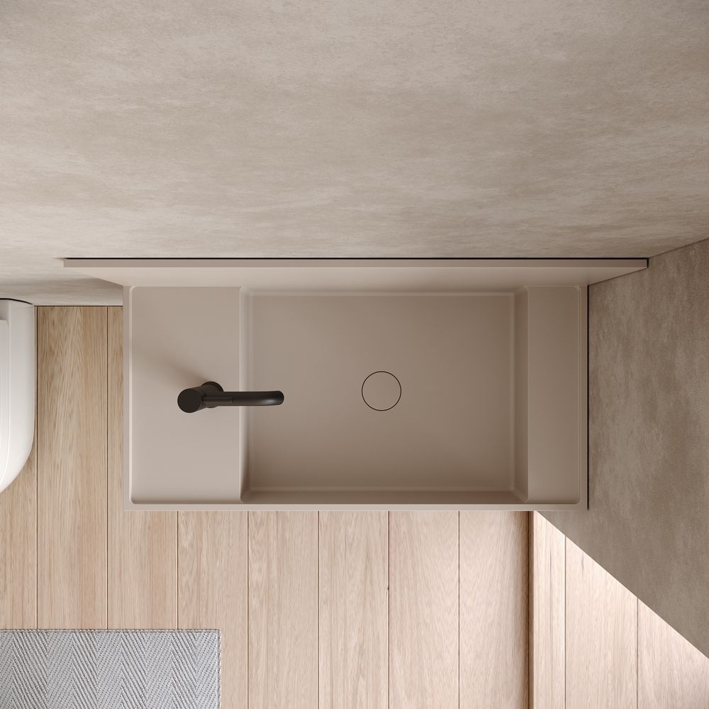 KT-6509 Minimalist Solid Surface Wall-Mounted Wash Basin with Back Panel