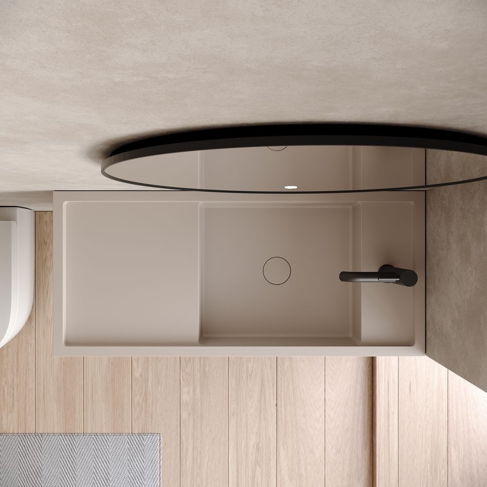 KT-6512 Solid Surface Wall-Hung Wash Basin with Storage Shelf