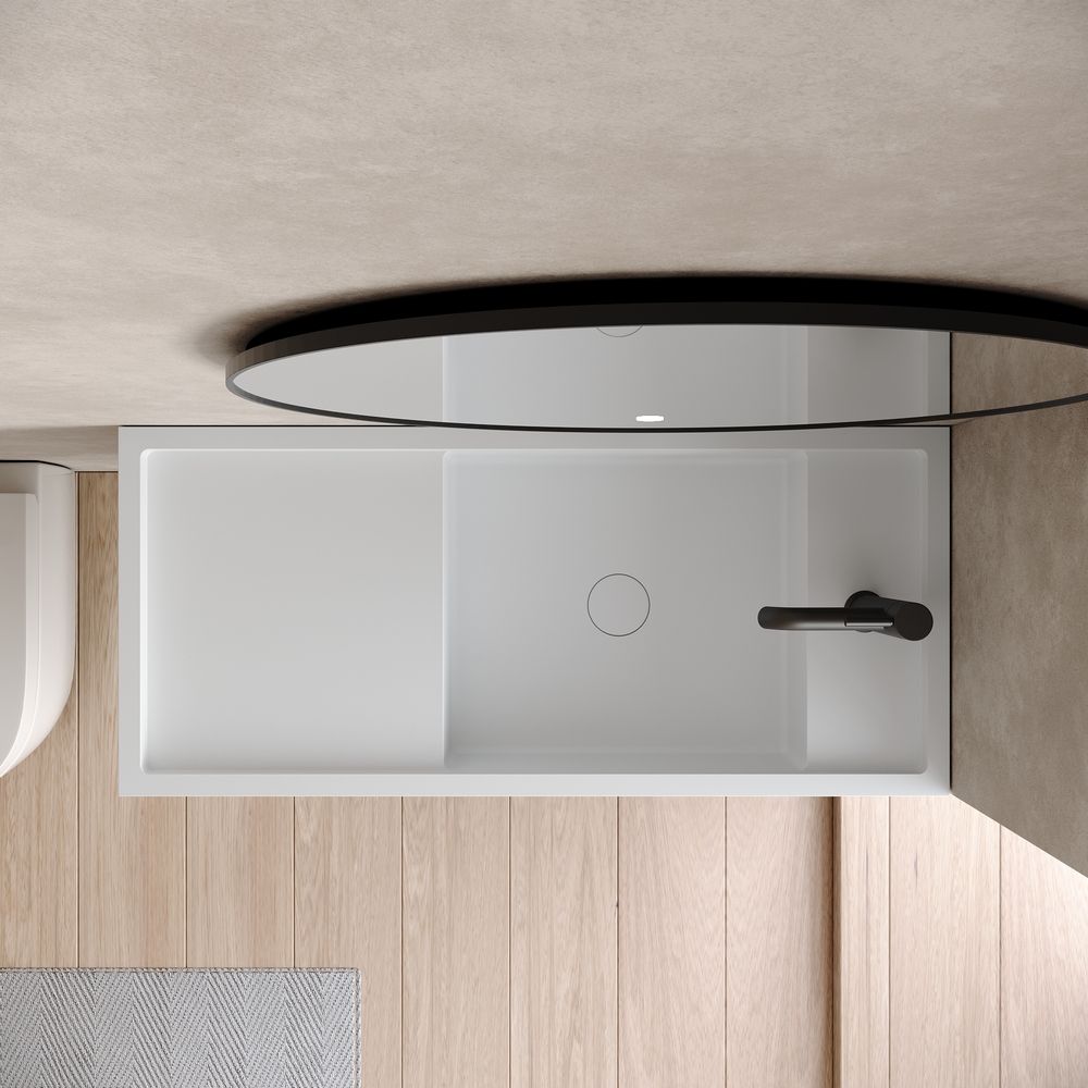 KT-6512 Solid Surface Wall-Hung Wash Basin with Storage Shelf