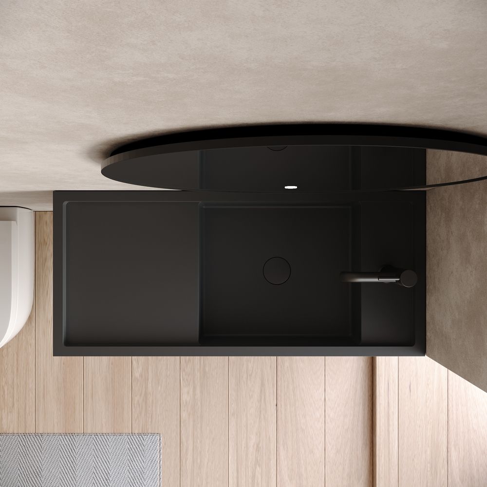 KT-6512 Solid Surface Wall-Hung Wash Basin with Storage Shelf