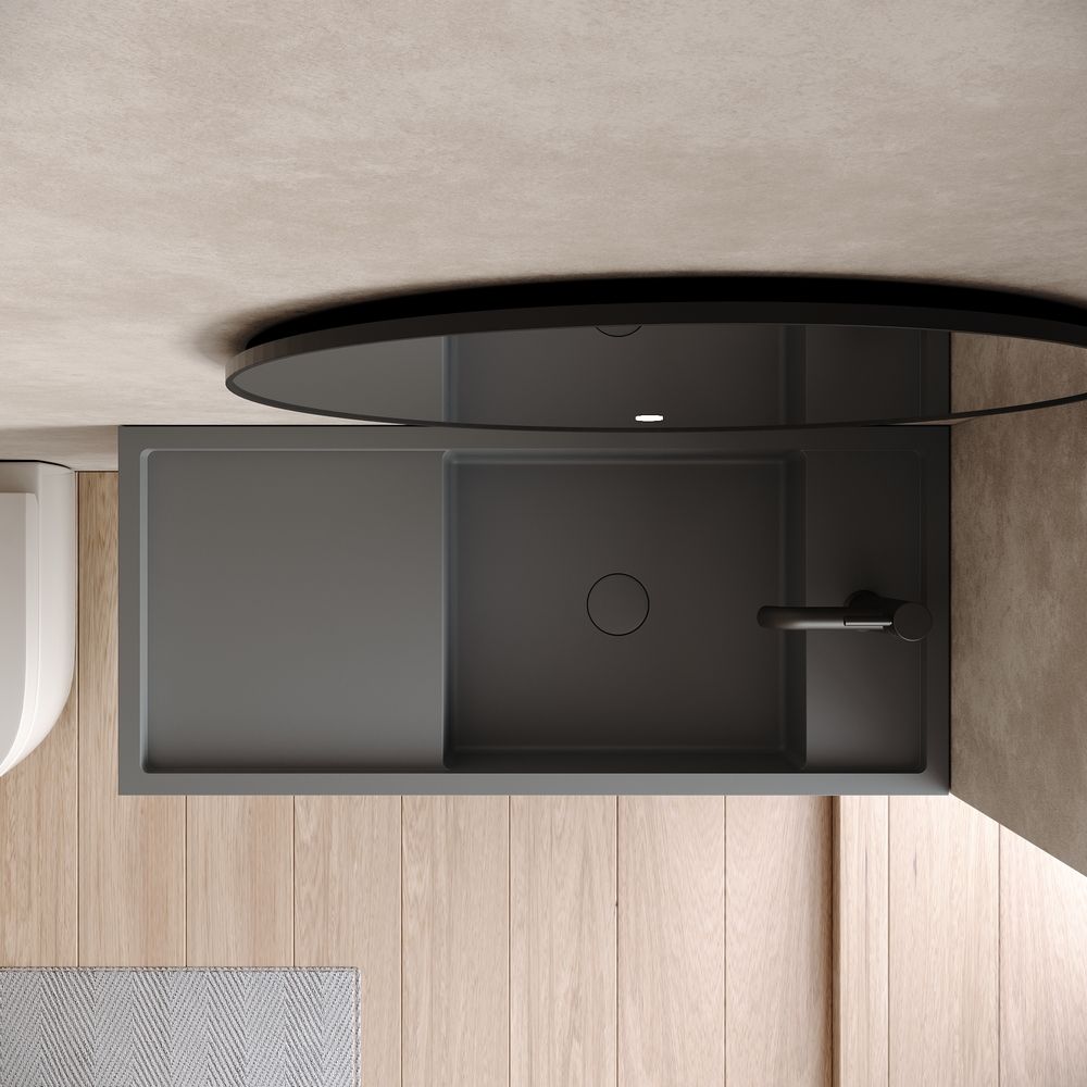 KT-6512 Solid Surface Wall-Hung Wash Basin with Storage Shelf