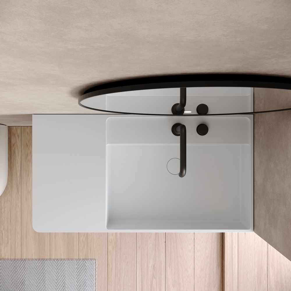 KT-6515 Modern Minimalist Solid Surface Wall-Hung Basin (Multi-Color, Double Storage Design)