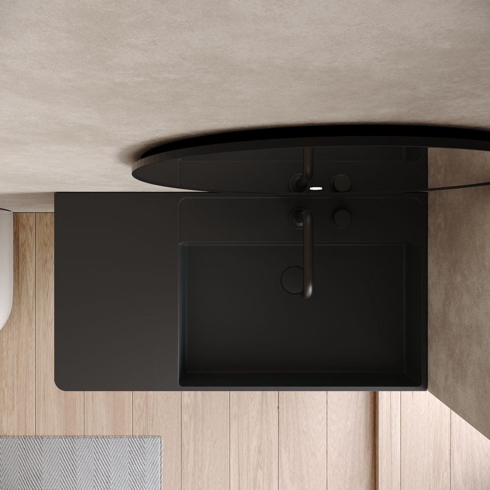 KT-6515 Modern Minimalist Solid Surface Wall-Hung Basin (Multi-Color, Double Storage Design)