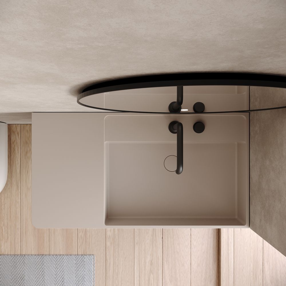 KT-6515 Modern Minimalist Solid Surface Wall-Hung Basin (Multi-Color, Double Storage Design)