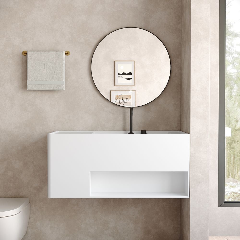 KT-6517 Minimalist Solid Surface Wall-Mounted Wash Basin