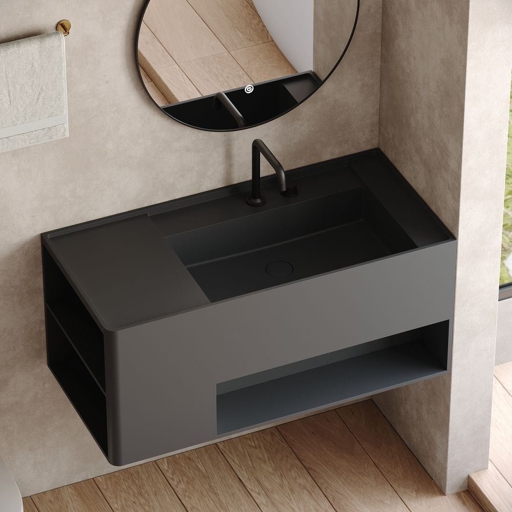 KT-6517 Minimalist Solid Surface Wall-Mounted Wash Basin