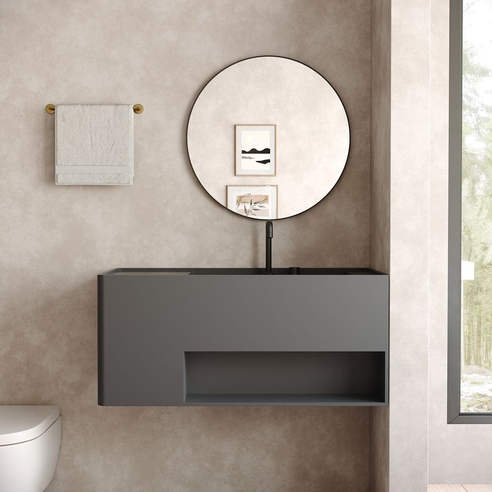 KT-6517 Minimalist Solid Surface Wall-Mounted Wash Basin