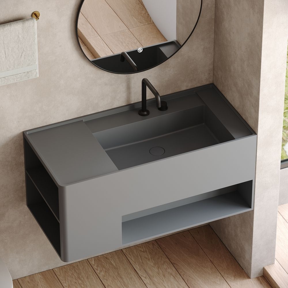 KT-6517 Minimalist Solid Surface Wall-Mounted Wash Basin