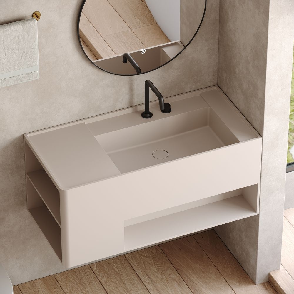 KT-6517 Minimalist Solid Surface Wall-Mounted Wash Basin