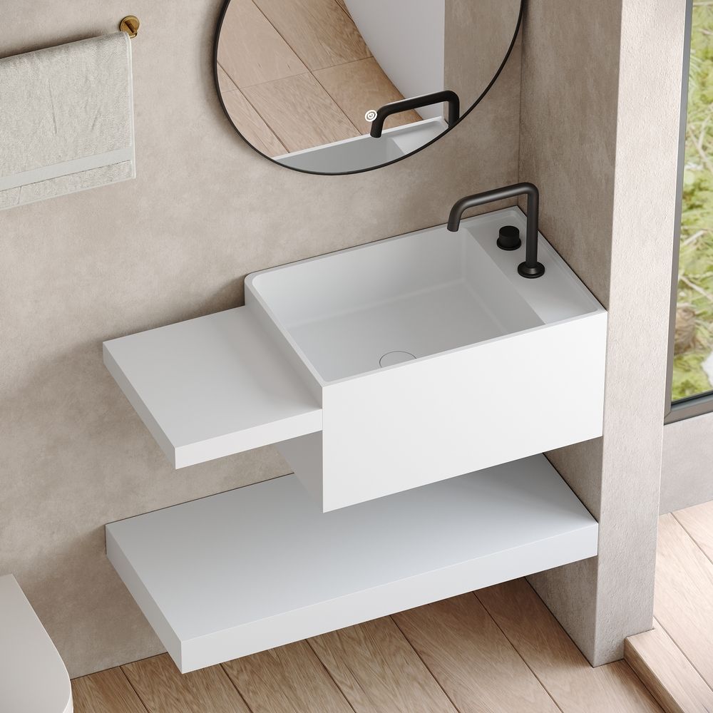 KT-6518 Modern Luxury Solid Surface Wall-Mounted Basin