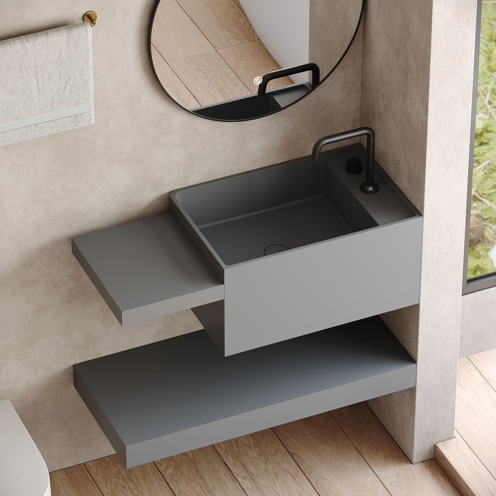 KT-6518 Modern Luxury Solid Surface Wall-Mounted Basin