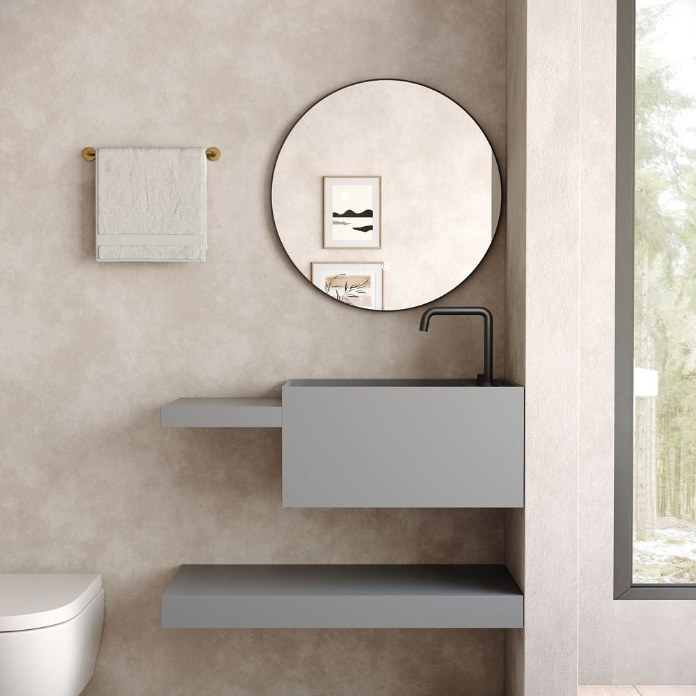KT-6518 Modern Luxury Solid Surface Wall-Mounted Basin