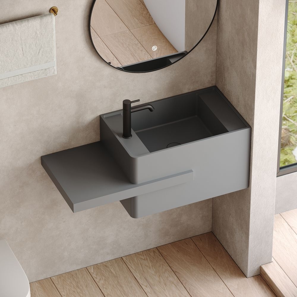 KT-6519 Minimalist Solid Surface Wall-Mounted Wash Basin