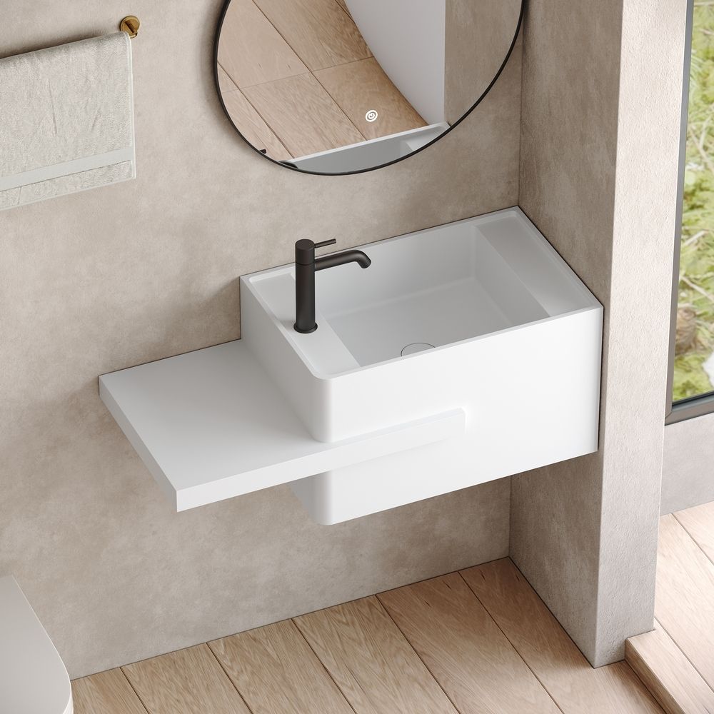 KT-6519 Minimalist Solid Surface Wall-Mounted Wash Basin