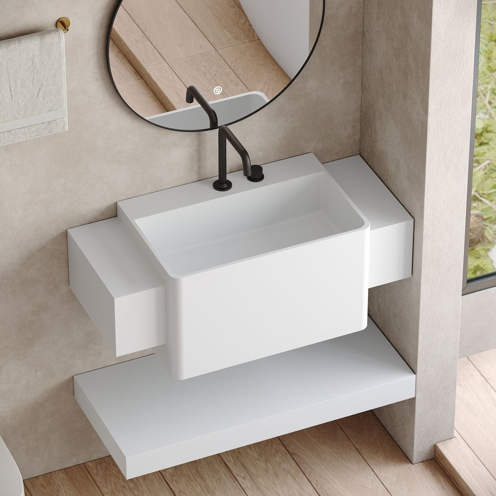 KT-6520 Modern Minimalist Solid Surface Wall-Mounted Basin