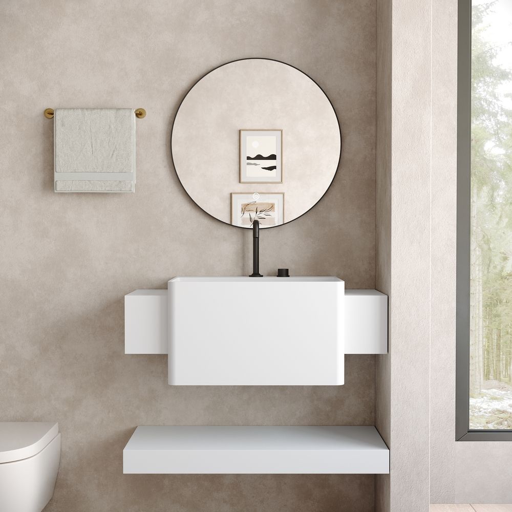 KT-6520 Modern Minimalist Solid Surface Wall-Mounted Basin