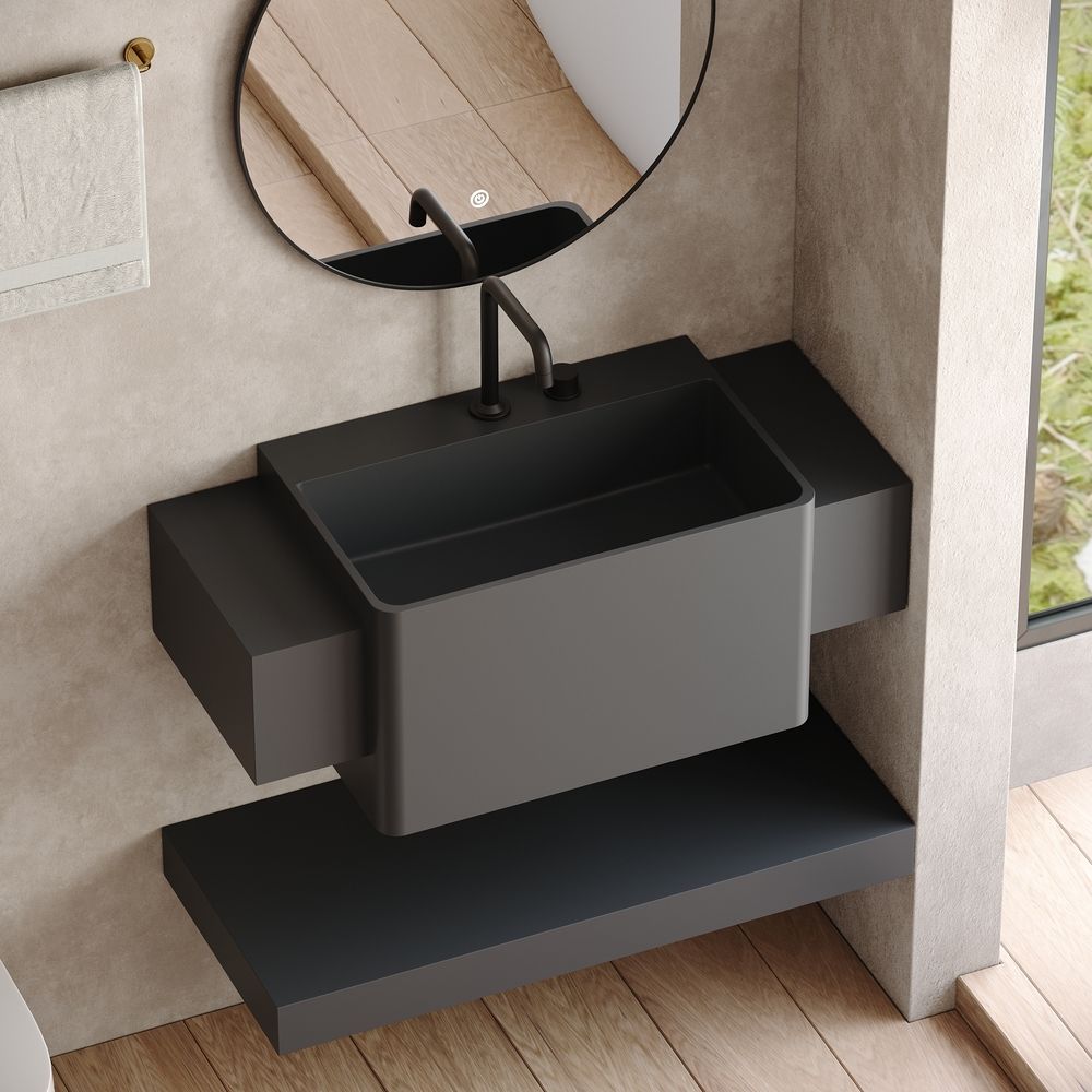 KT-6520 Modern Minimalist Solid Surface Wall-Mounted Basin
