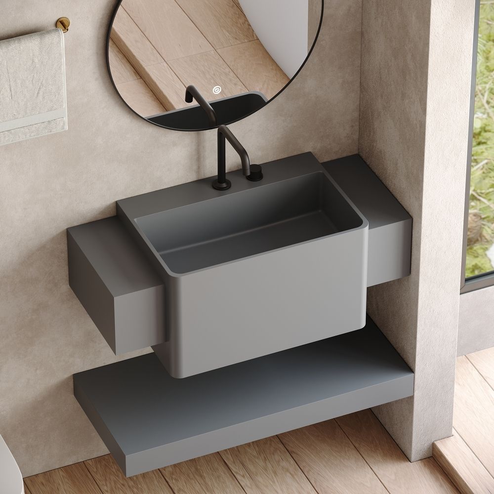 KT-6520 Modern Minimalist Solid Surface Wall-Mounted Basin