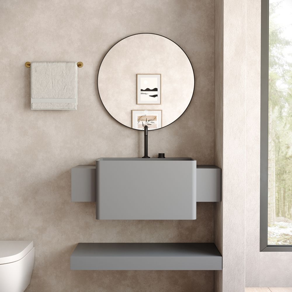 KT-6520 Modern Minimalist Solid Surface Wall-Mounted Basin