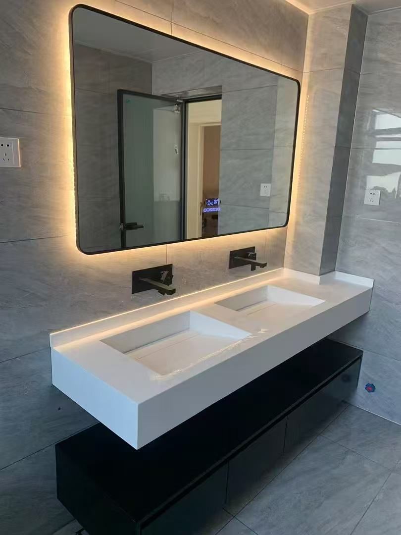 Wall hung integrated double sink