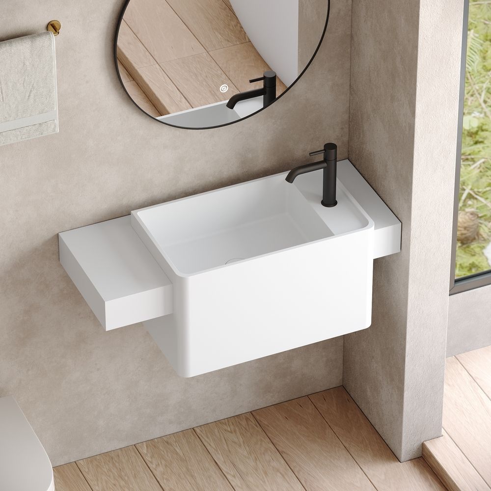 KT-6521 Minimalist Solid Surface Wall-Mounted Basin