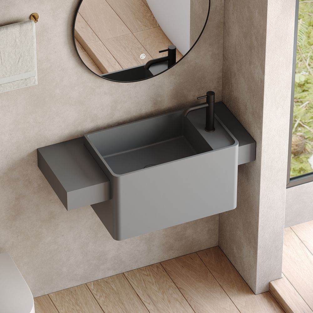 KT-6521 Minimalist Solid Surface Wall-Mounted Basin