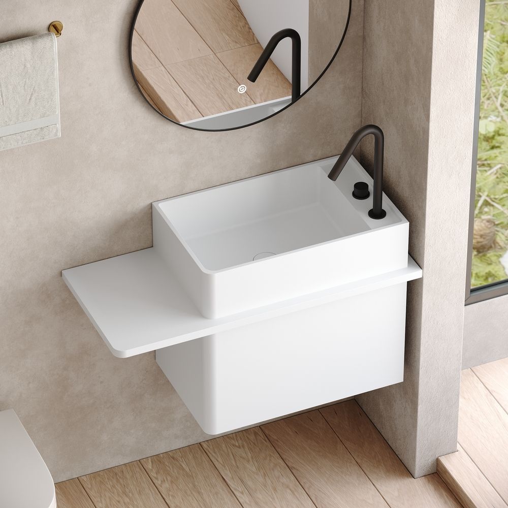 KT-6522 Solid Surface Wall-Mounted Basin – Clean, Solid Color