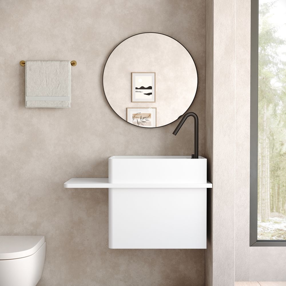 KT-6522 Solid Surface Wall-Mounted Basin – Clean, Solid Color