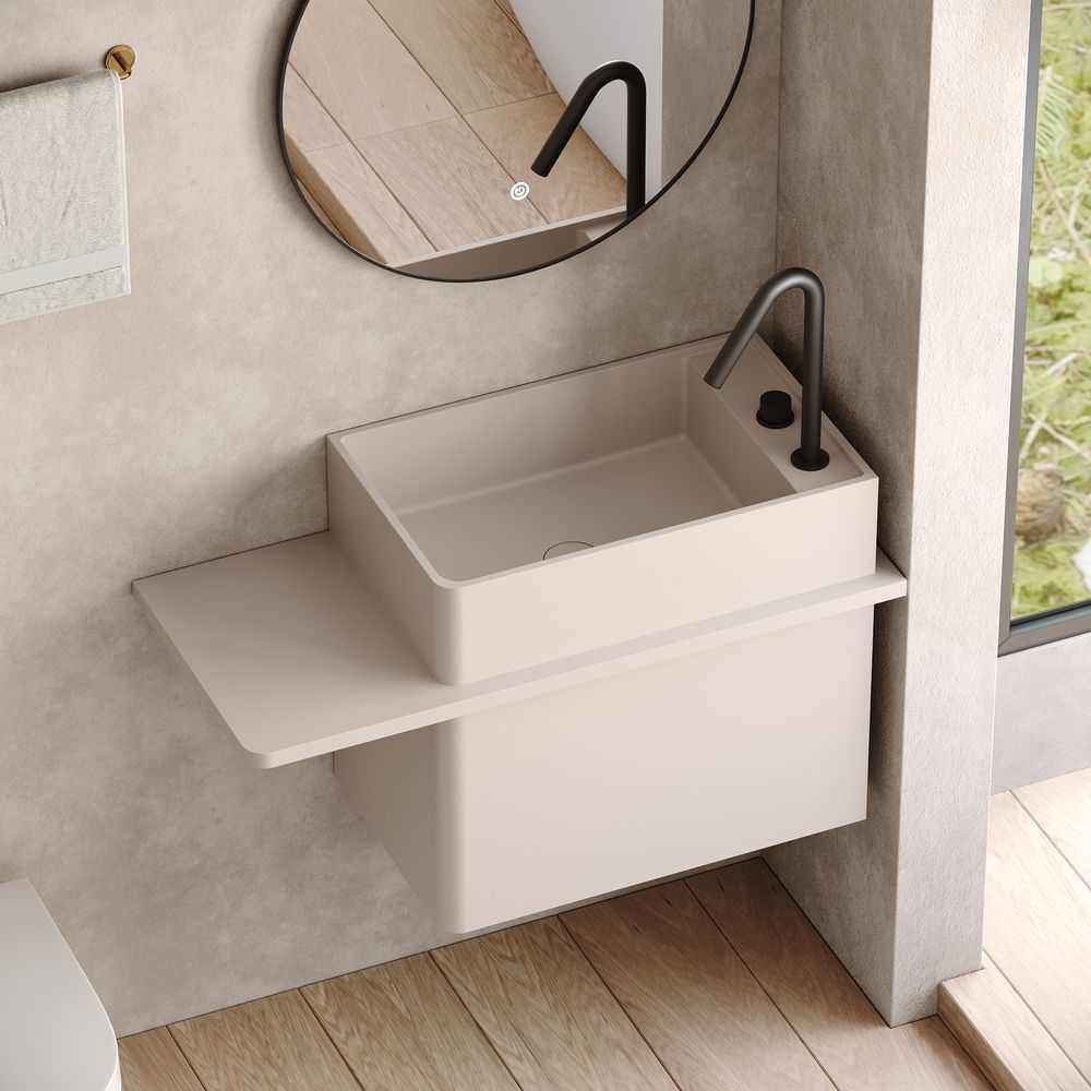 KT-6522 Solid Surface Wall-Mounted Basin – Clean, Solid Color