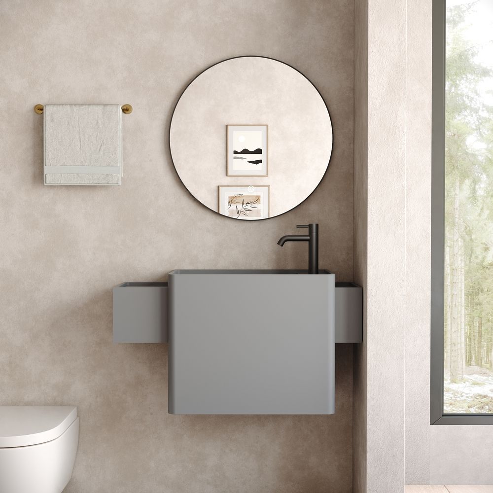 KT-6523 Minimalist Solid Surface Wall-Mounted Basin – Solid Color