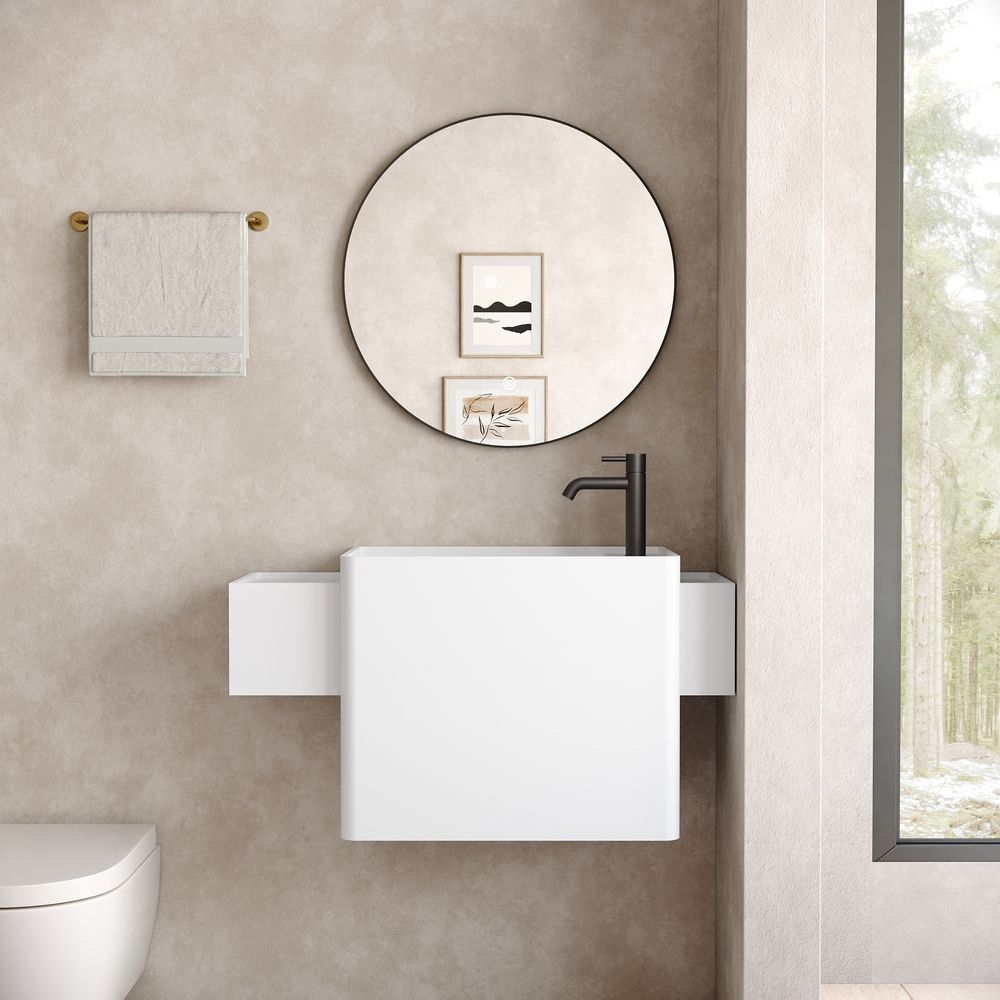 KT-6523 Minimalist Solid Surface Wall-Mounted Basin – Solid Color