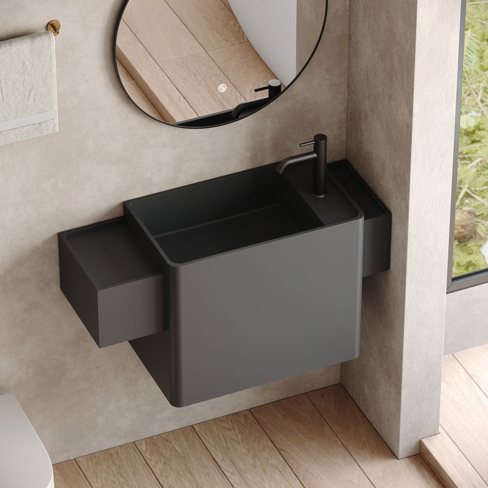 KT-6523 Minimalist Solid Surface Wall-Mounted Basin – Solid Color