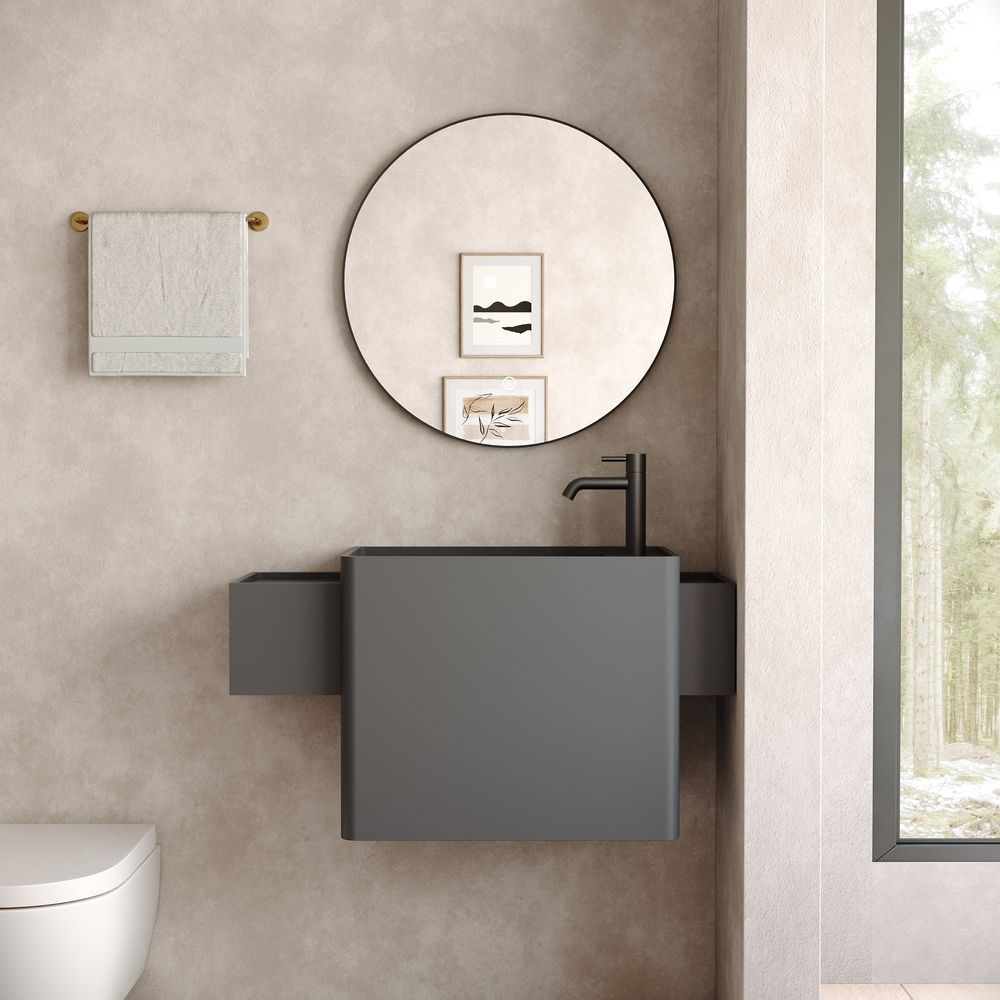 KT-6523 Minimalist Solid Surface Wall-Mounted Basin – Solid Color
