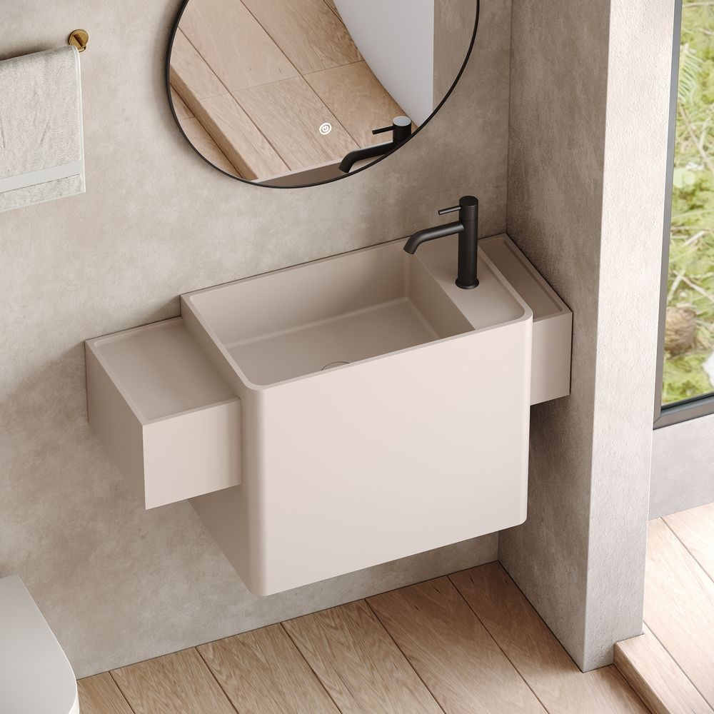 KT-6523 Minimalist Solid Surface Wall-Mounted Basin – Solid Color