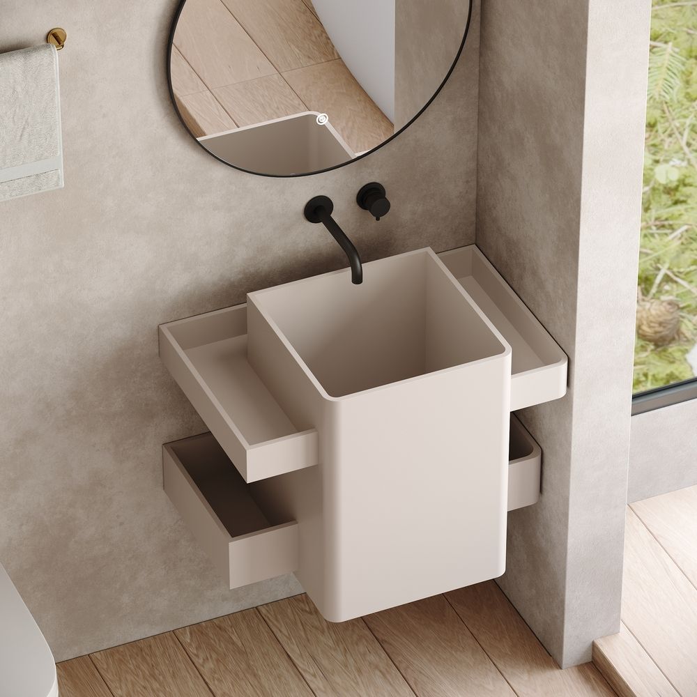 KT-6524 Matte Solid Surface Wall-Mounted Basin