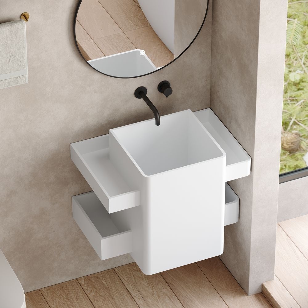 KT-6524 Matte Solid Surface Wall-Mounted Basin