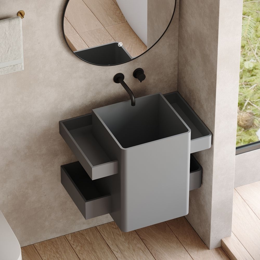 KT-6524 Matte Solid Surface Wall-Mounted Basin