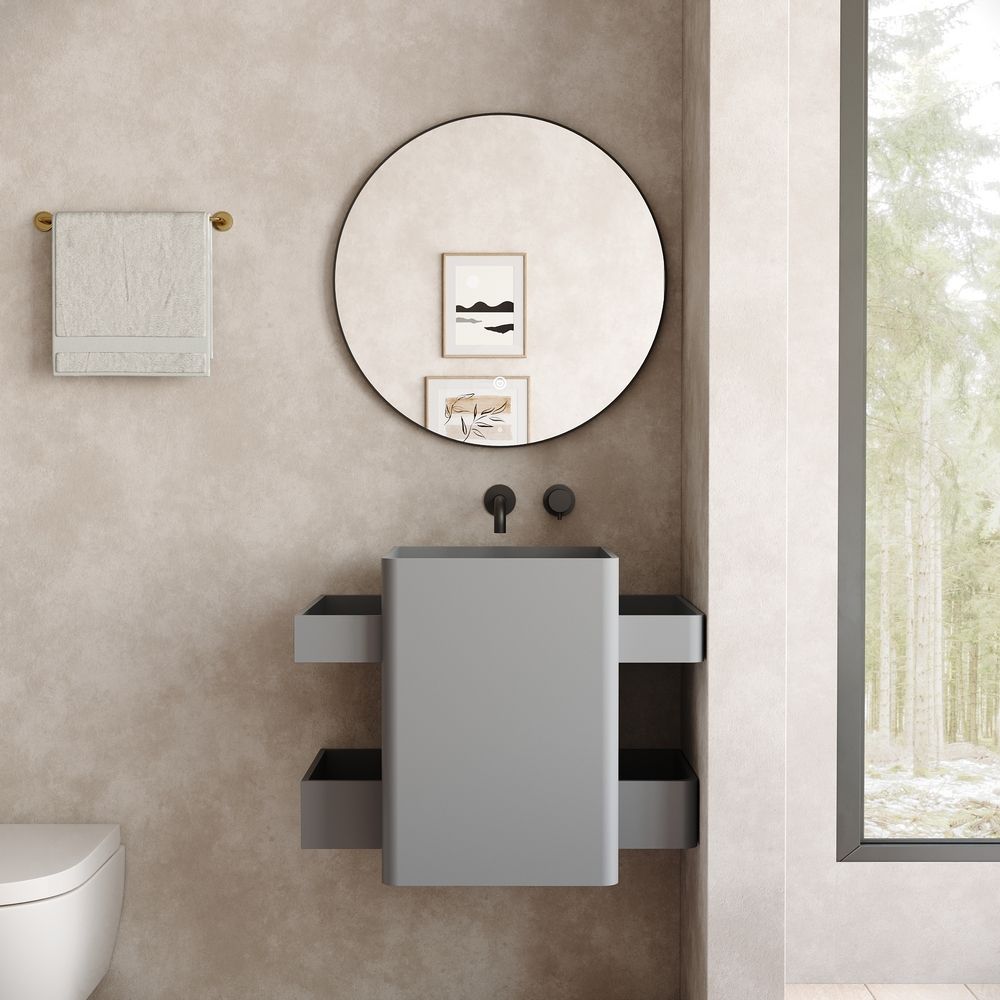 KT-6524 Matte Solid Surface Wall-Mounted Basin