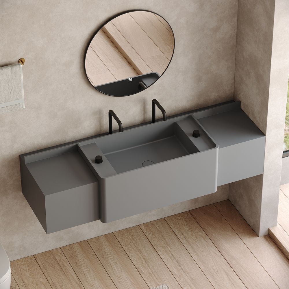 KT-6525 Modern Minimalist Solid Surface Wall-Mounted Basin